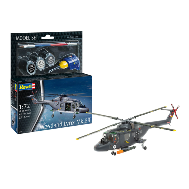 KIT PARA MONTAR REVELL MODEL SET HELICÓPTERO WESTLAND LYNX MK.88 1/72 66 PEÇAS COMPLETO COM TINTAS COLA E PINCEL REV 63805